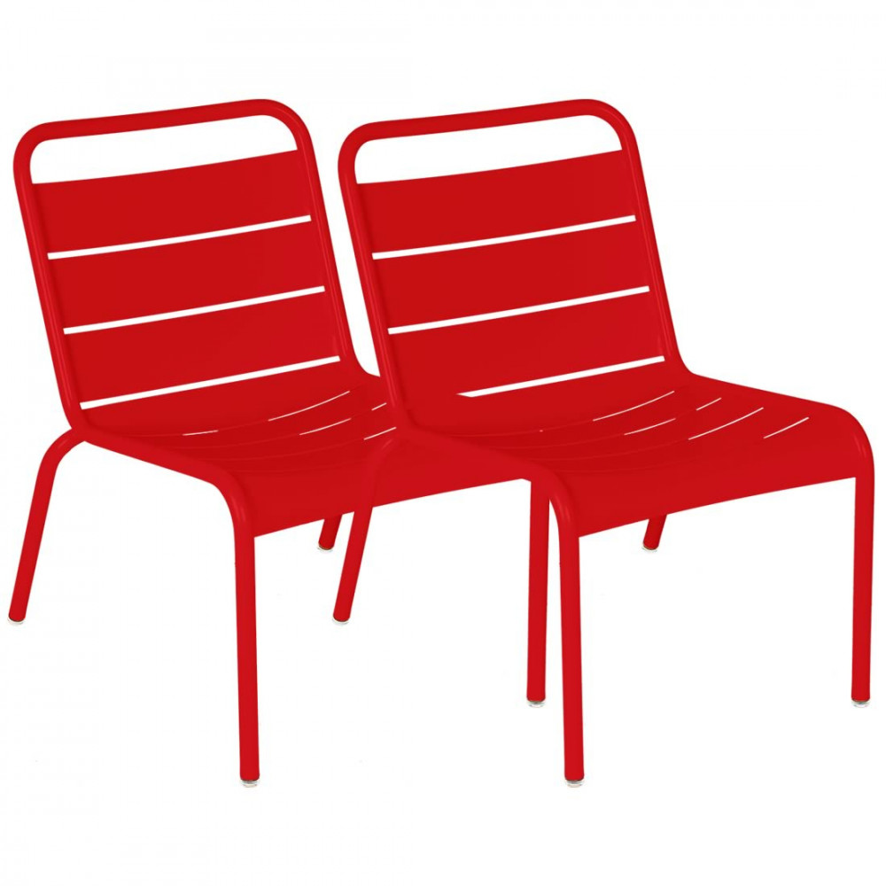 Fermob Loungestuhl Luxembourg, Mohnrot, Ausstellungsstück - 2er-Set