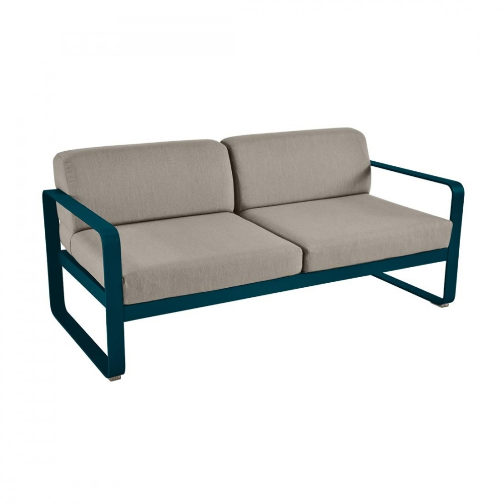 Fermob Sofa Bellevie, 2-Sitzer, Acapulcoblau - Taupe Grau