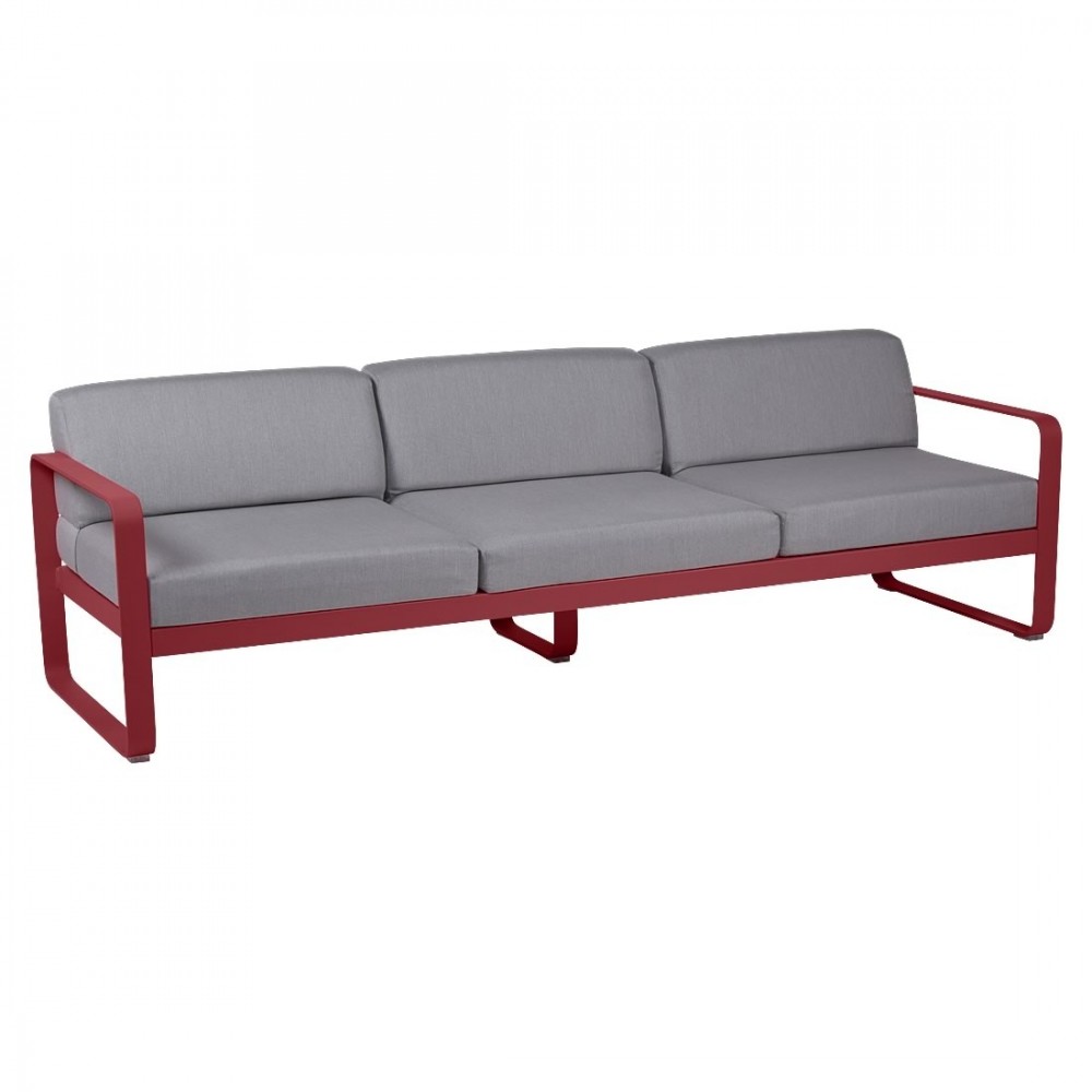 Fermob Sofa Bellevie, 3-Sitzer, Chili - Flanellgrau