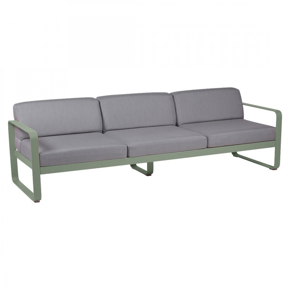 Fermob Sofa Bellevie, 3-Sitzer, Kaktus - Flanellgrau