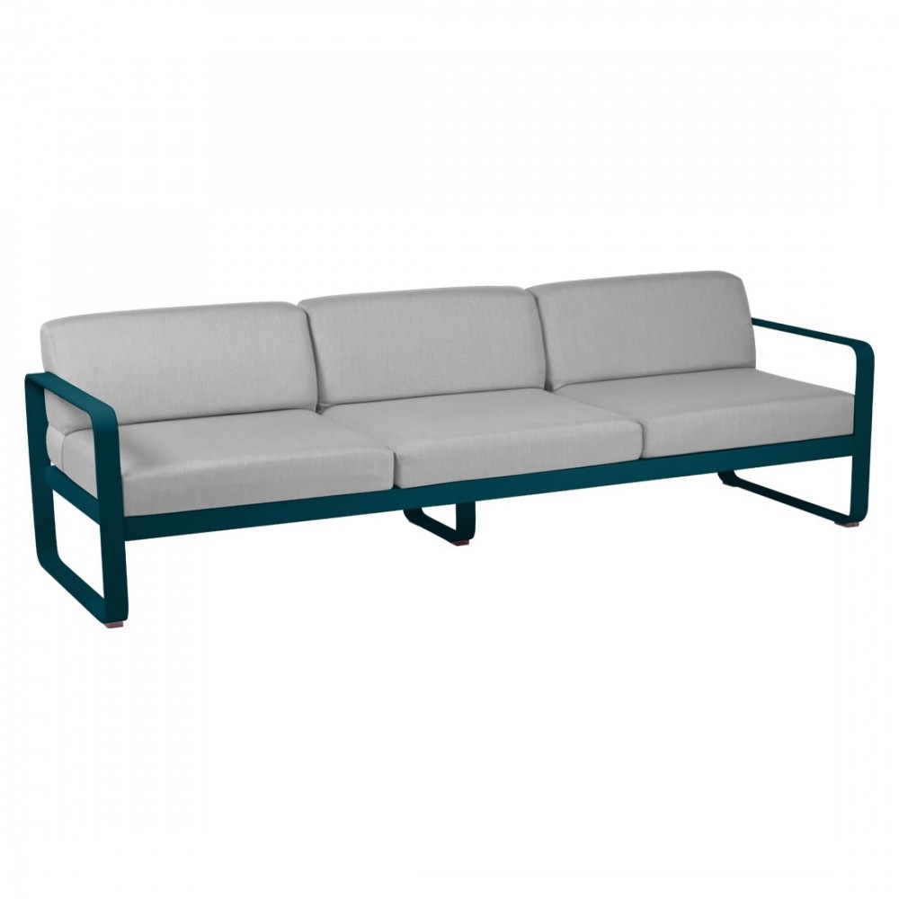 Fermob Sofa Bellevie, 3-Sitzer, Acapulcoblau - Flanellgrau