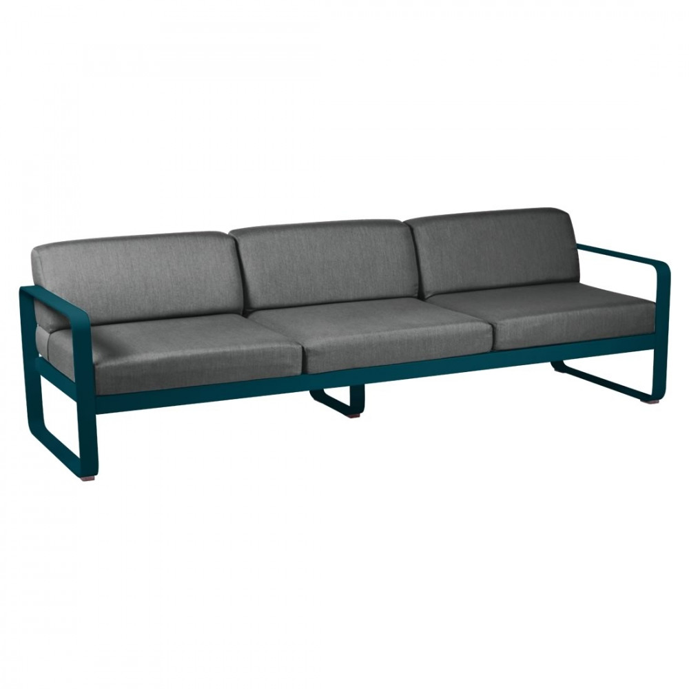 Fermob Sofa Bellevie, 3-Sitzer, Acapulcoblau - Graphitgrau