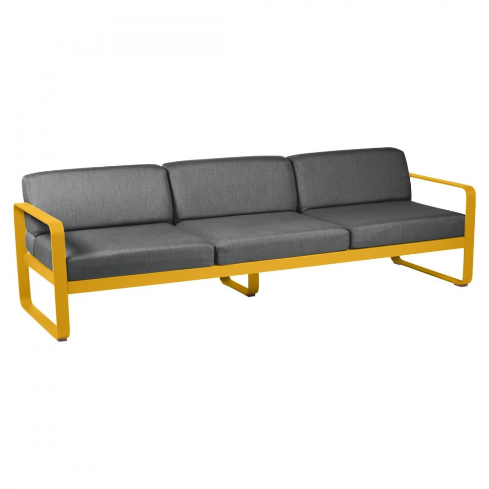 Fermob Sofa Bellevie, 3-Sitzer, Honig - Graphitgrau