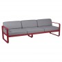 Fermob Sofa Bellevie, 3-Sitzer, Chili - Flanellgrau