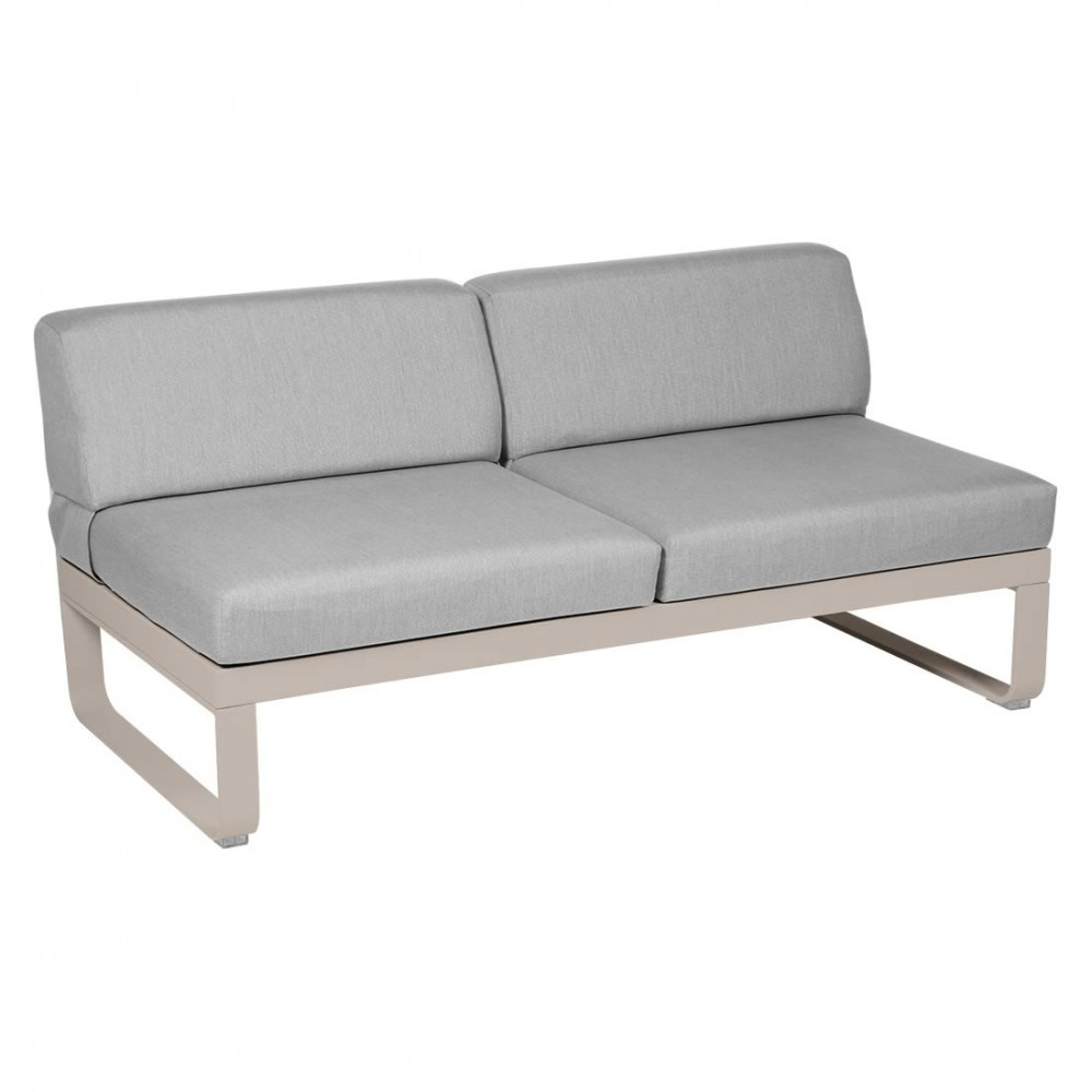 Fermob Sofa-Modul Bellevie, 2-Sitzer, mitte, Muskat - Flanellgrau