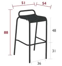 Fermob Barhocker Luxembourg - Maße