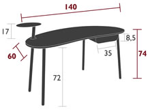 Fermob Schreibtisch Nuage mit Eichenfunier-Tischplatte - Maße